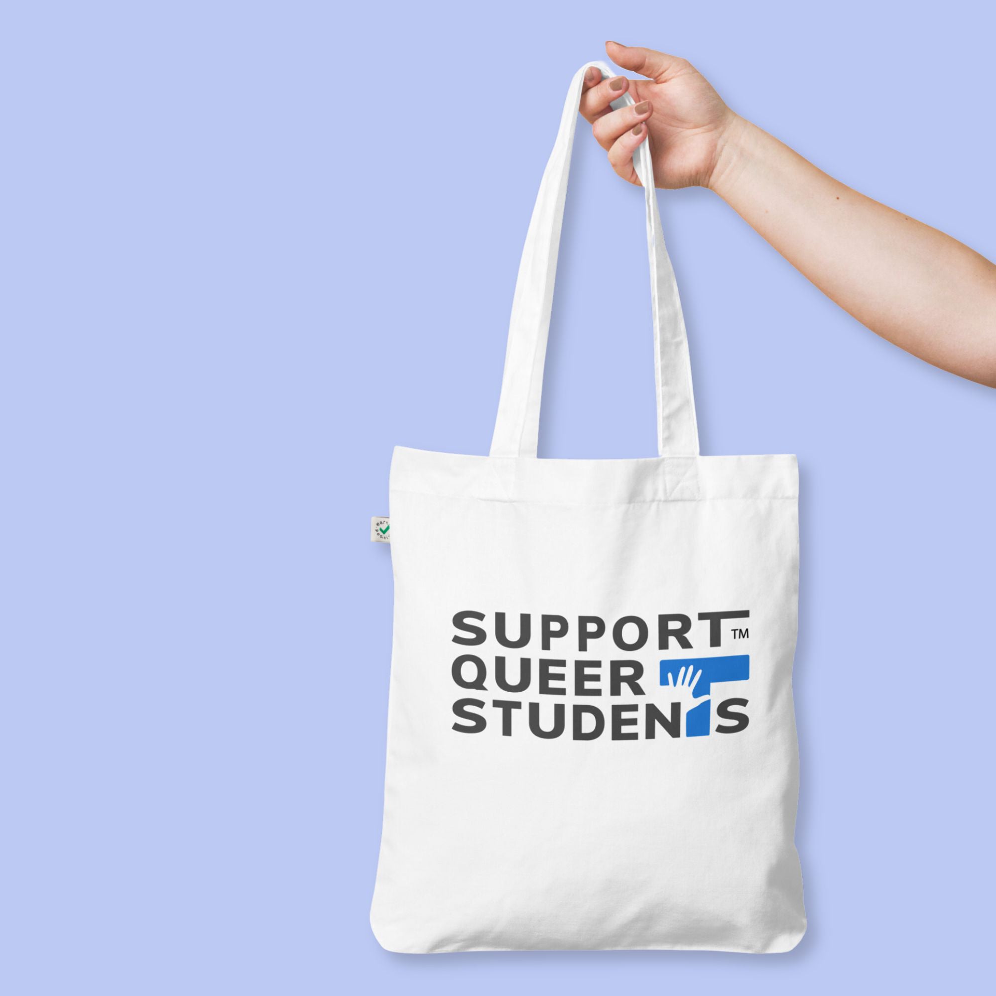 Support Queer Students Lightweight Organic Tote – Blue 'T'