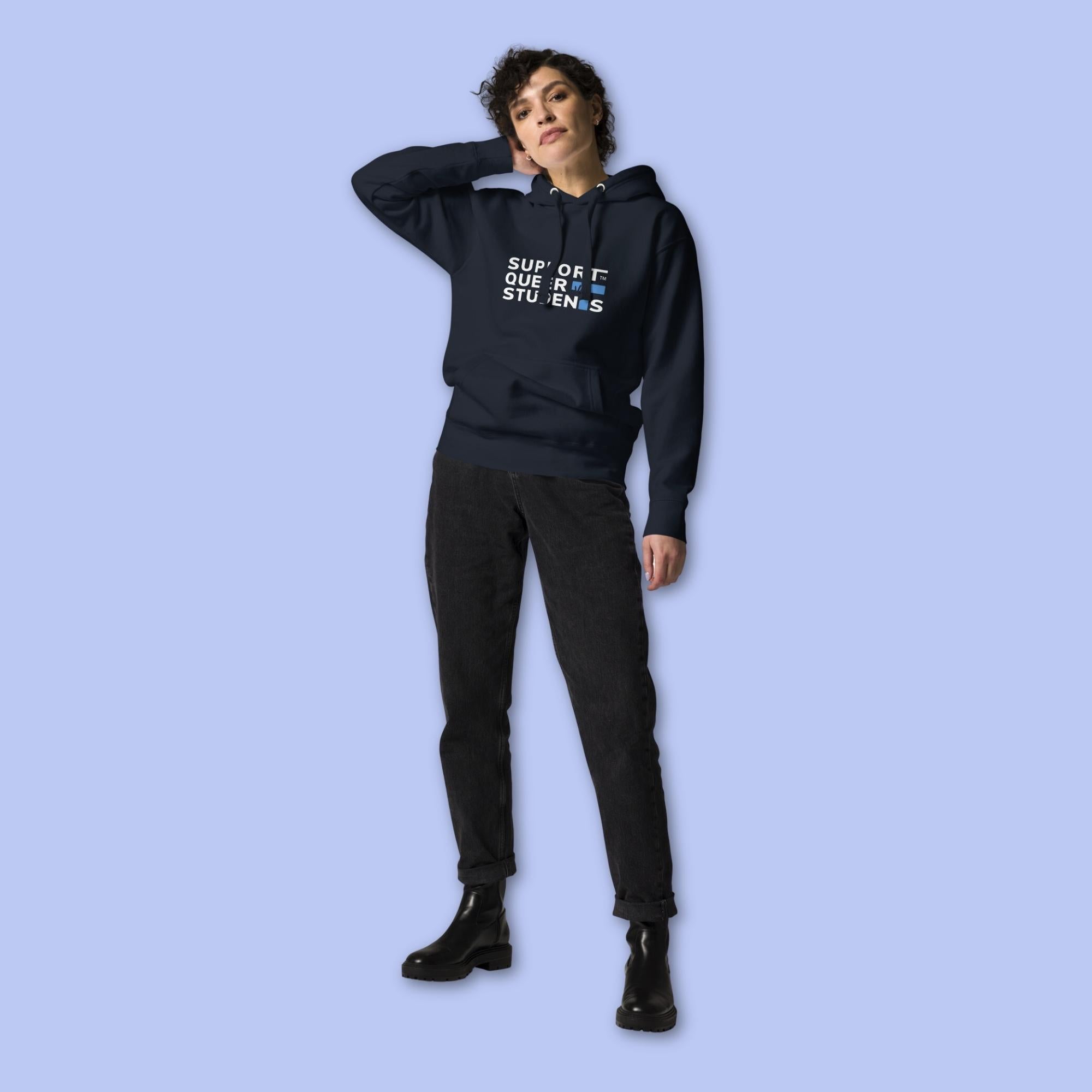 Unisex SQS Hoodie in Navy Blazer Color - Blue 'T'
