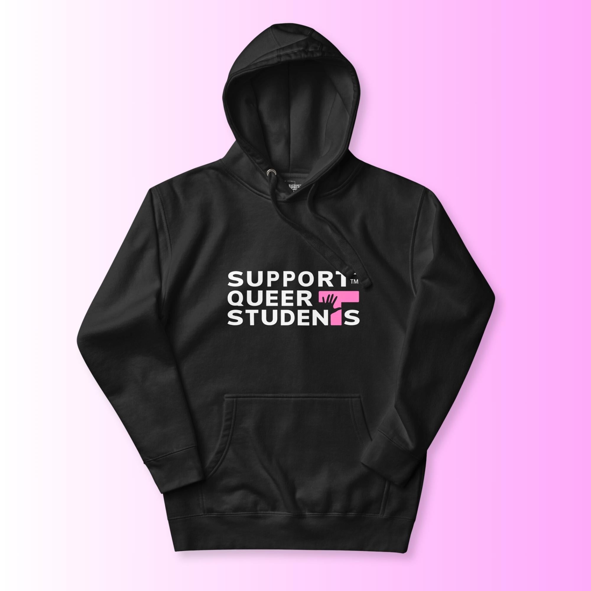 Unisex SQS Hoodie in Signature Black/Purple - Pink 'T'