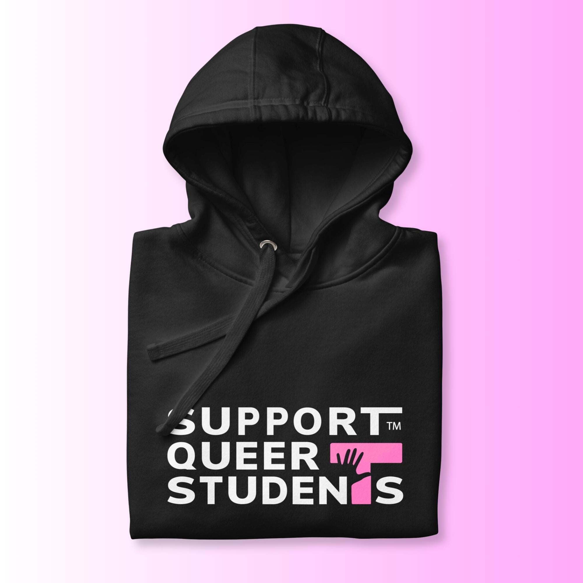 Unisex SQS Hoodie in Signature Black/Purple - Pink 'T'