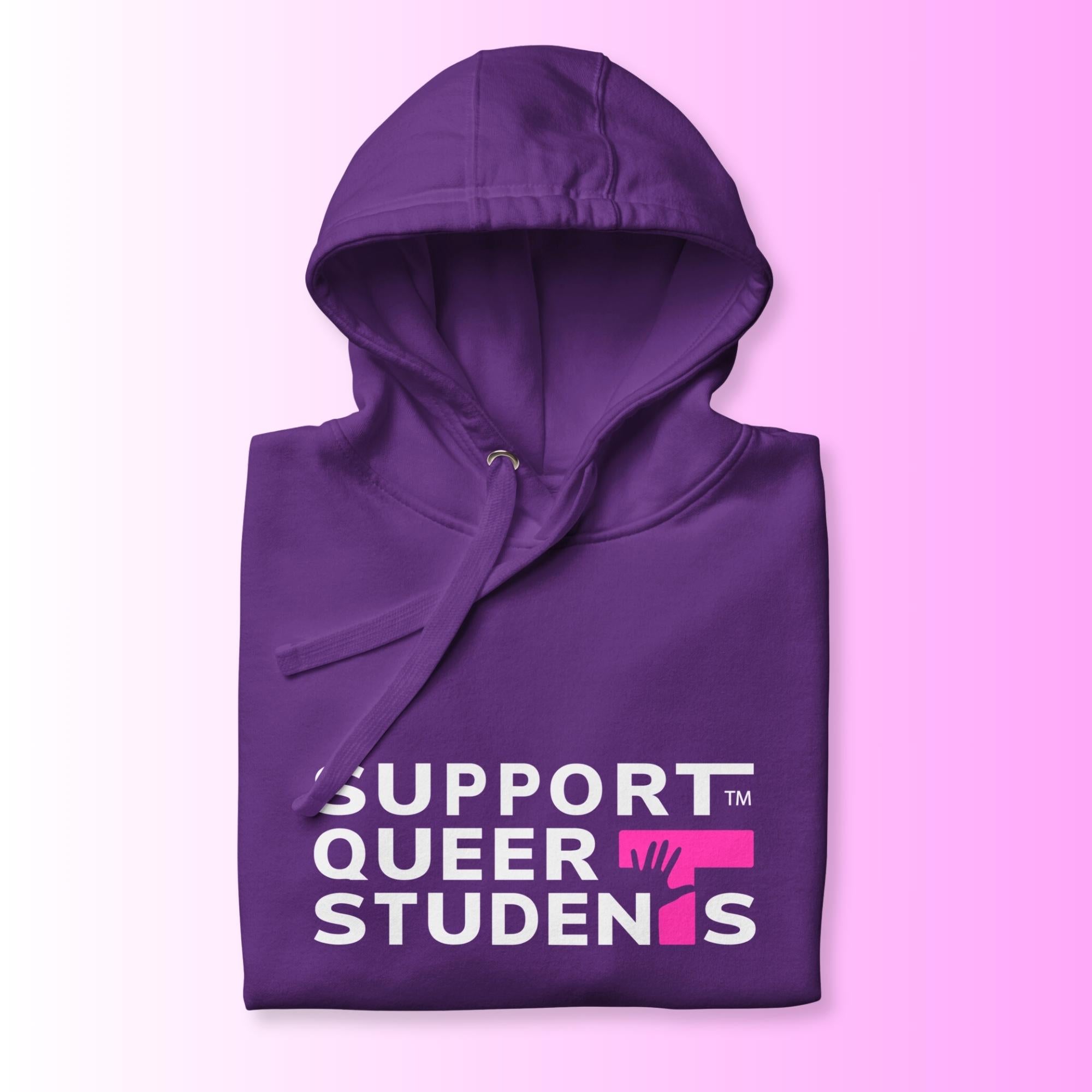 Unisex SQS Hoodie in Signature Black/Purple - Pink 'T'