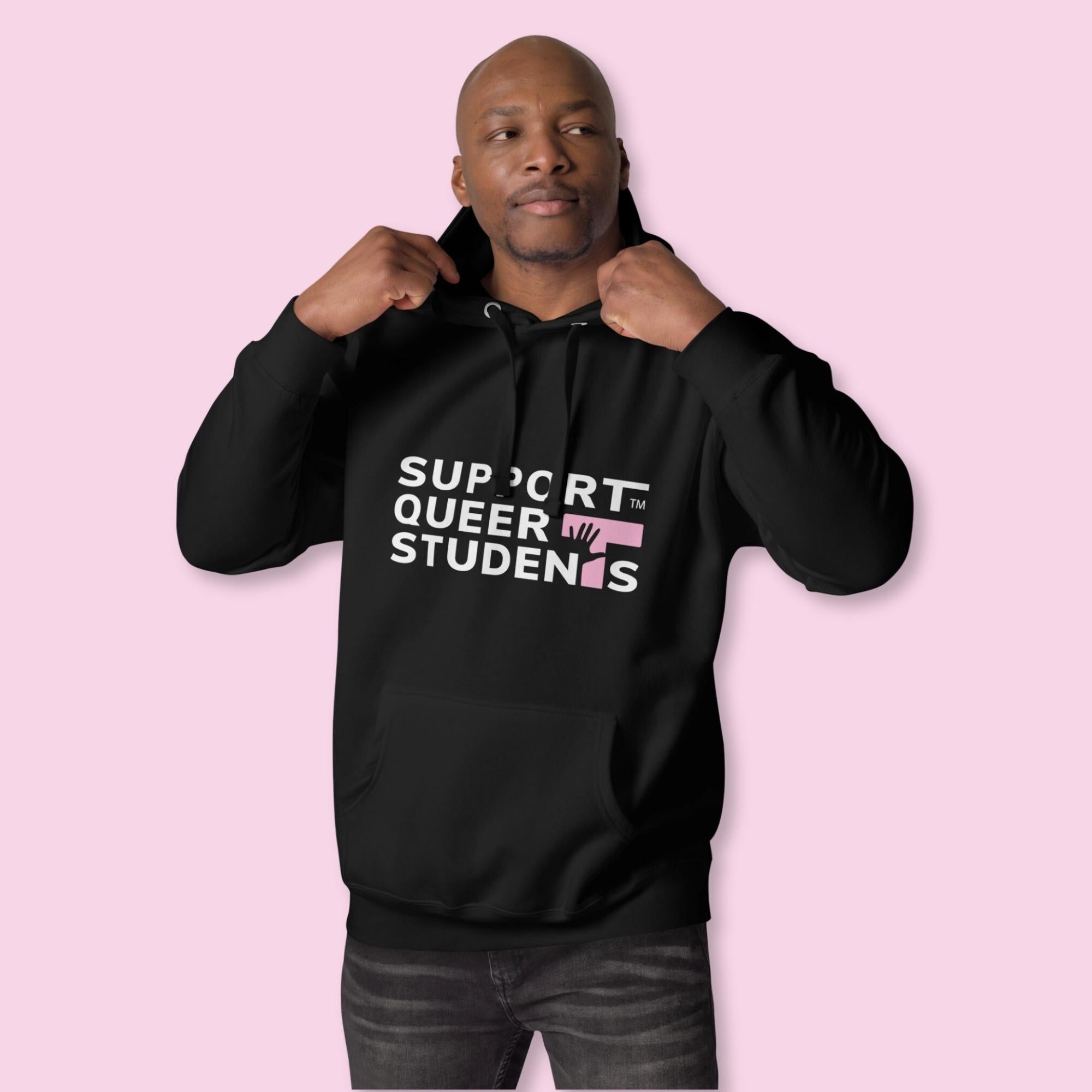 Unisex SQS Hoodie in Signature Black/Heather - Bubblegum 'T'