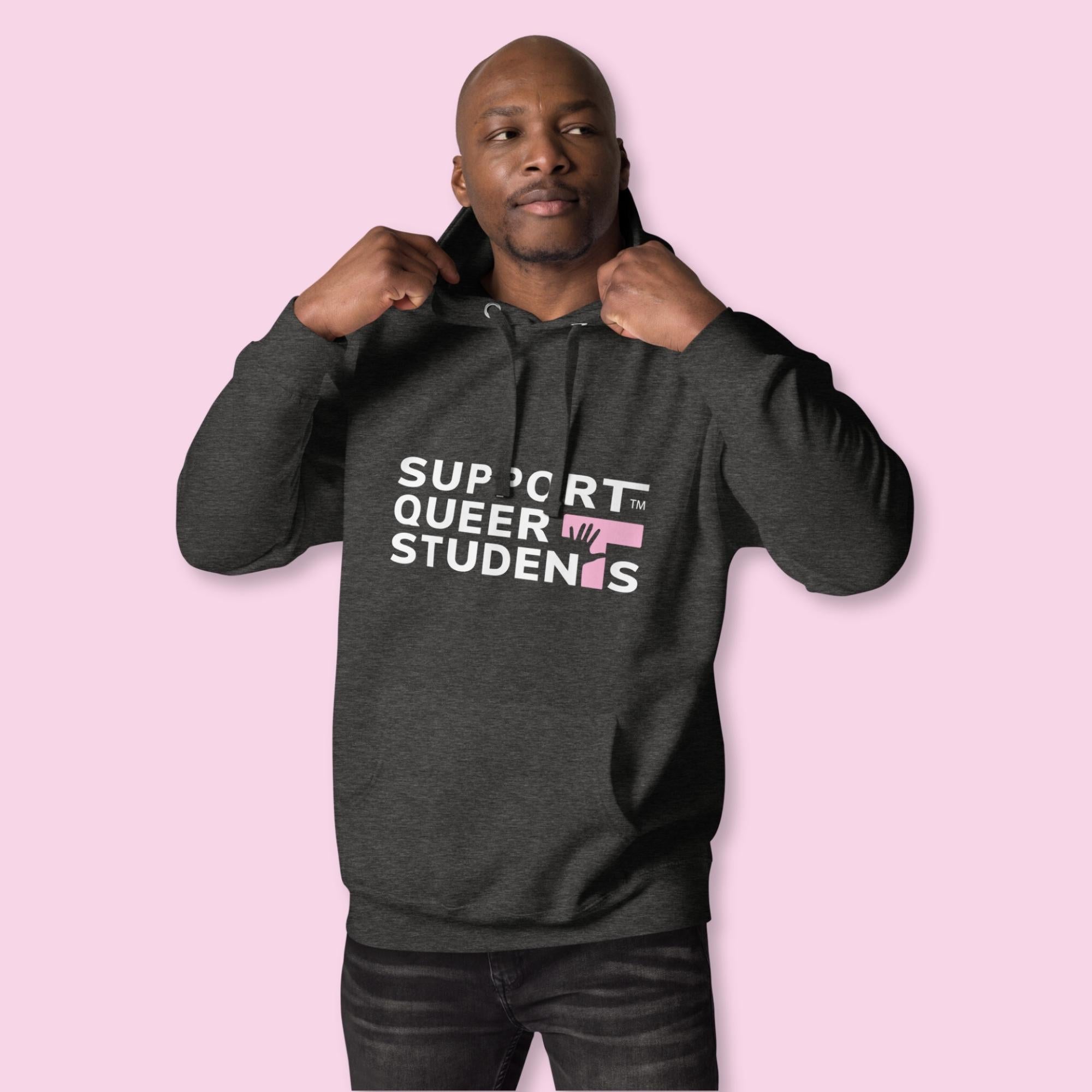Unisex SQS Hoodie in Signature Black/Heather - Bubblegum 'T'