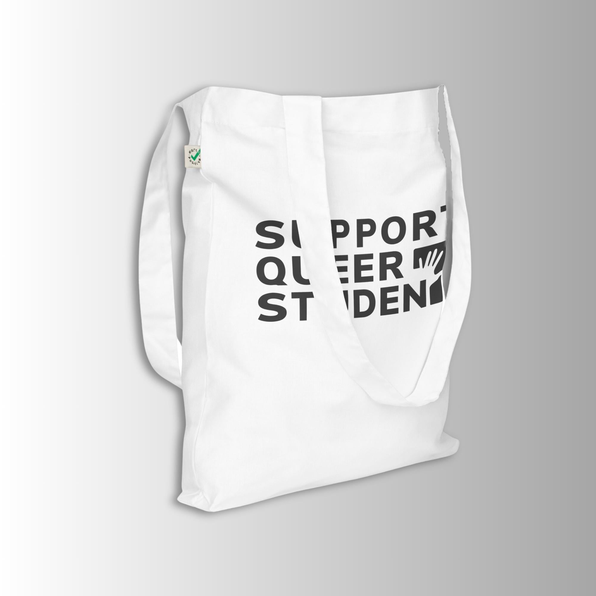 Support Queer Students Lightweight Organic Tote – Black Logo
