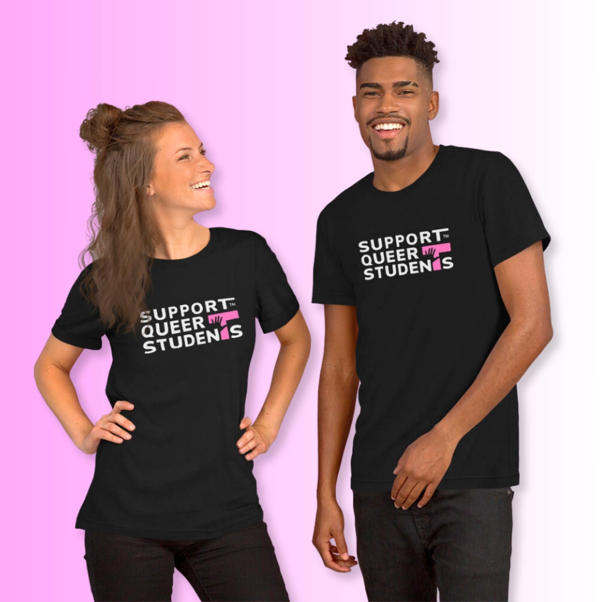 Unisex SQS Tee in Signature Black - Pink 'T'