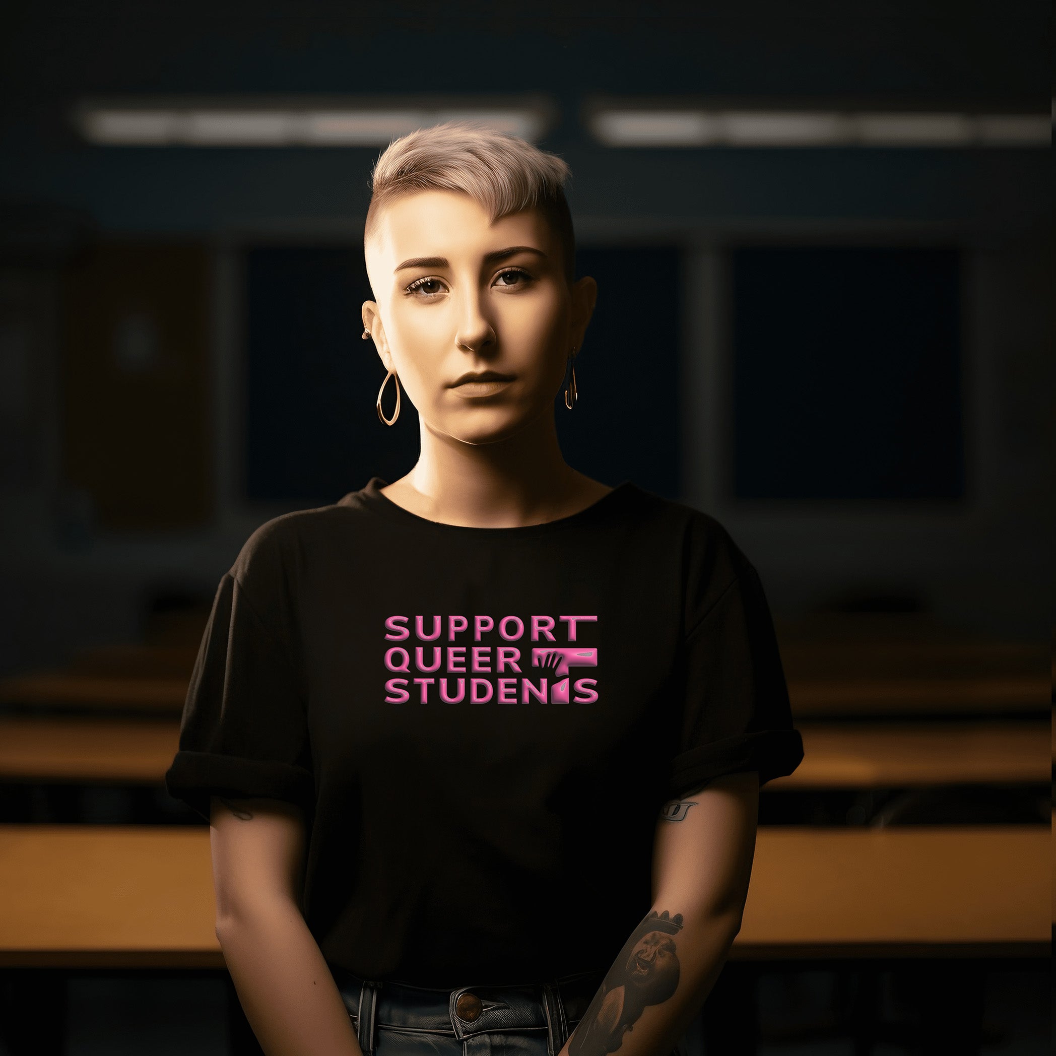 Unisex SQS Tee in Signature Black - 3D Bubble Bliss