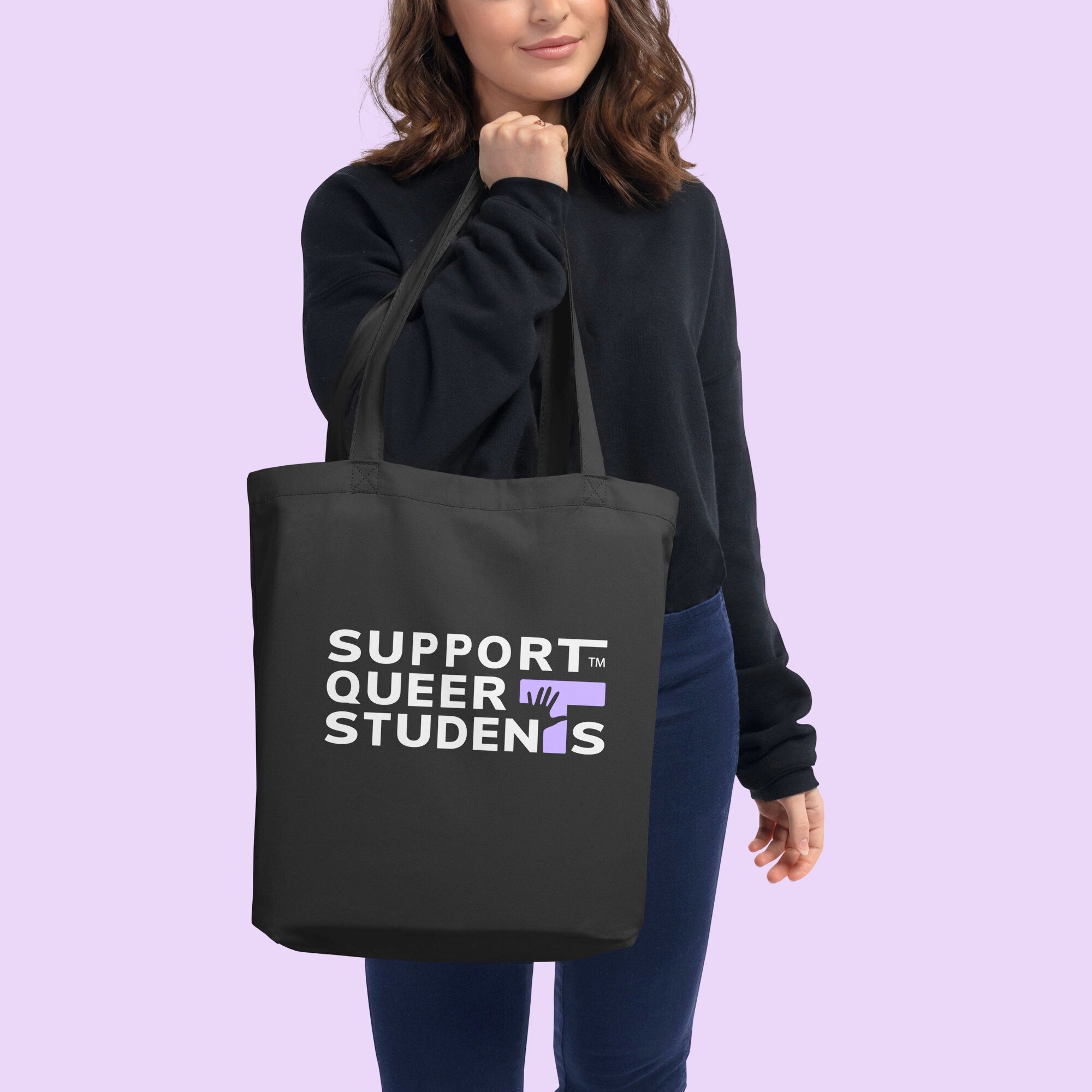 Support Queer Students Durable Eco Tote Bag – Purple 'T'