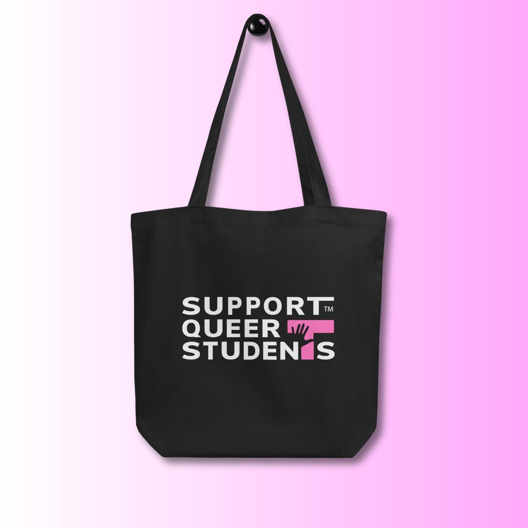 Support Queer Students Durable Eco Tote Bag – Pink 'T'