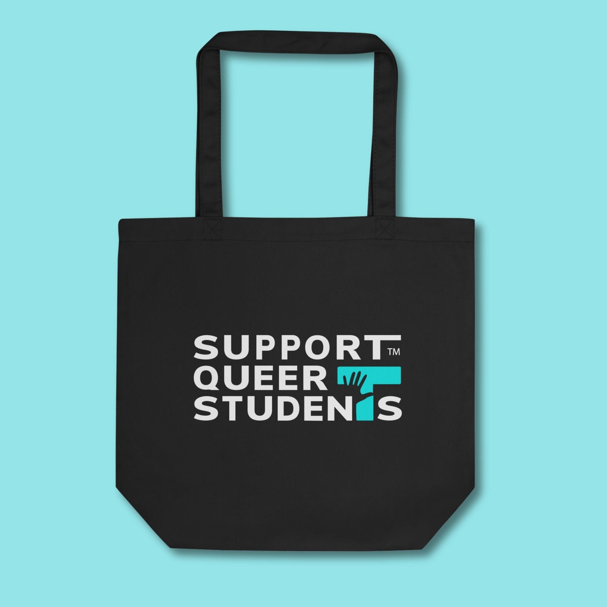 Support Queer Students Durable Eco Tote Bag – Vivid Teal 'T'