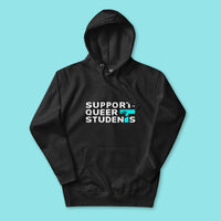 Unisex SQS Hoodie in Signature Black - Vivid Teal 'T'