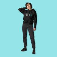 Unisex SQS Hoodie in Signature Black - Vivid Teal 'T'