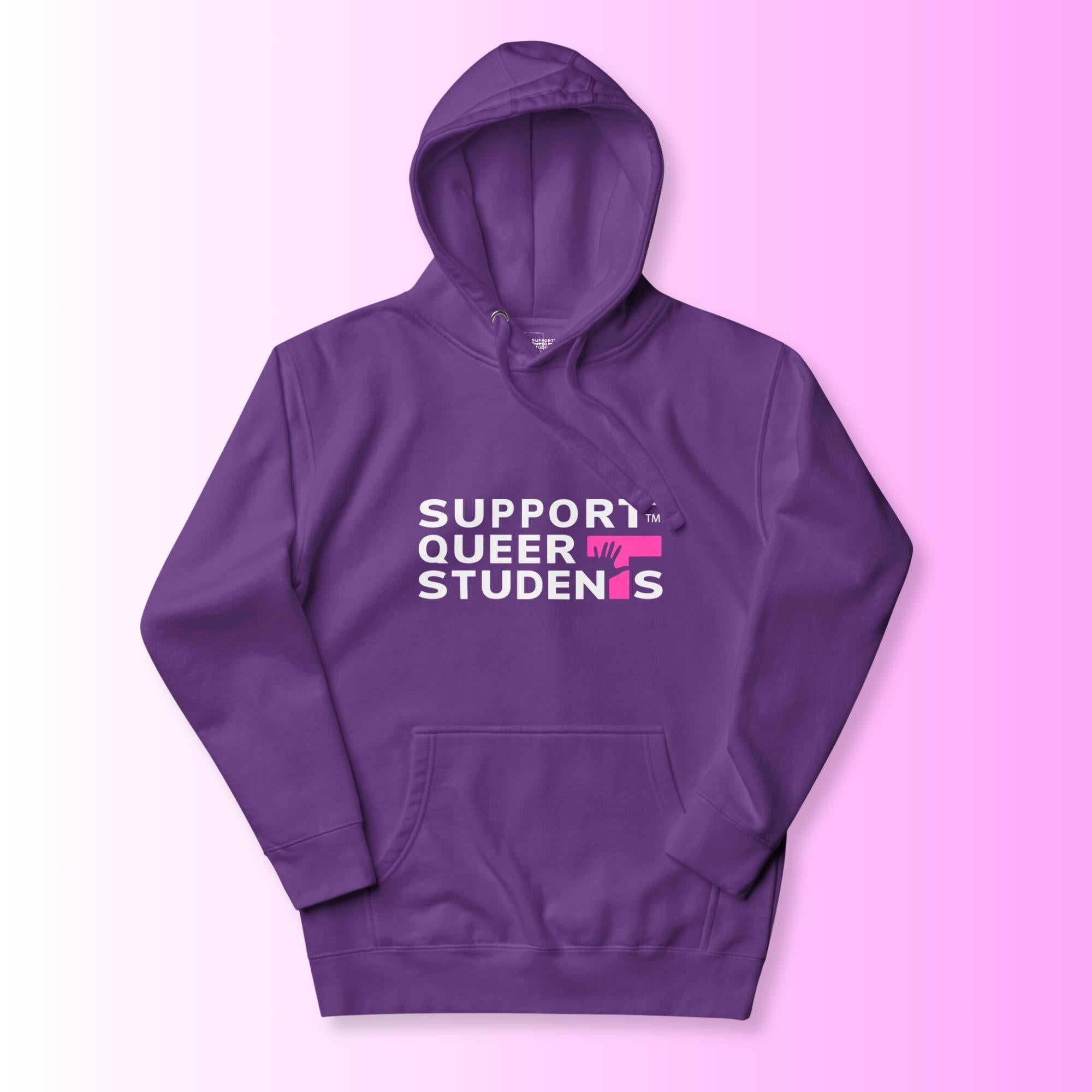 Unisex SQS Hoodie in Signature Black/Purple  - Pink 'T'