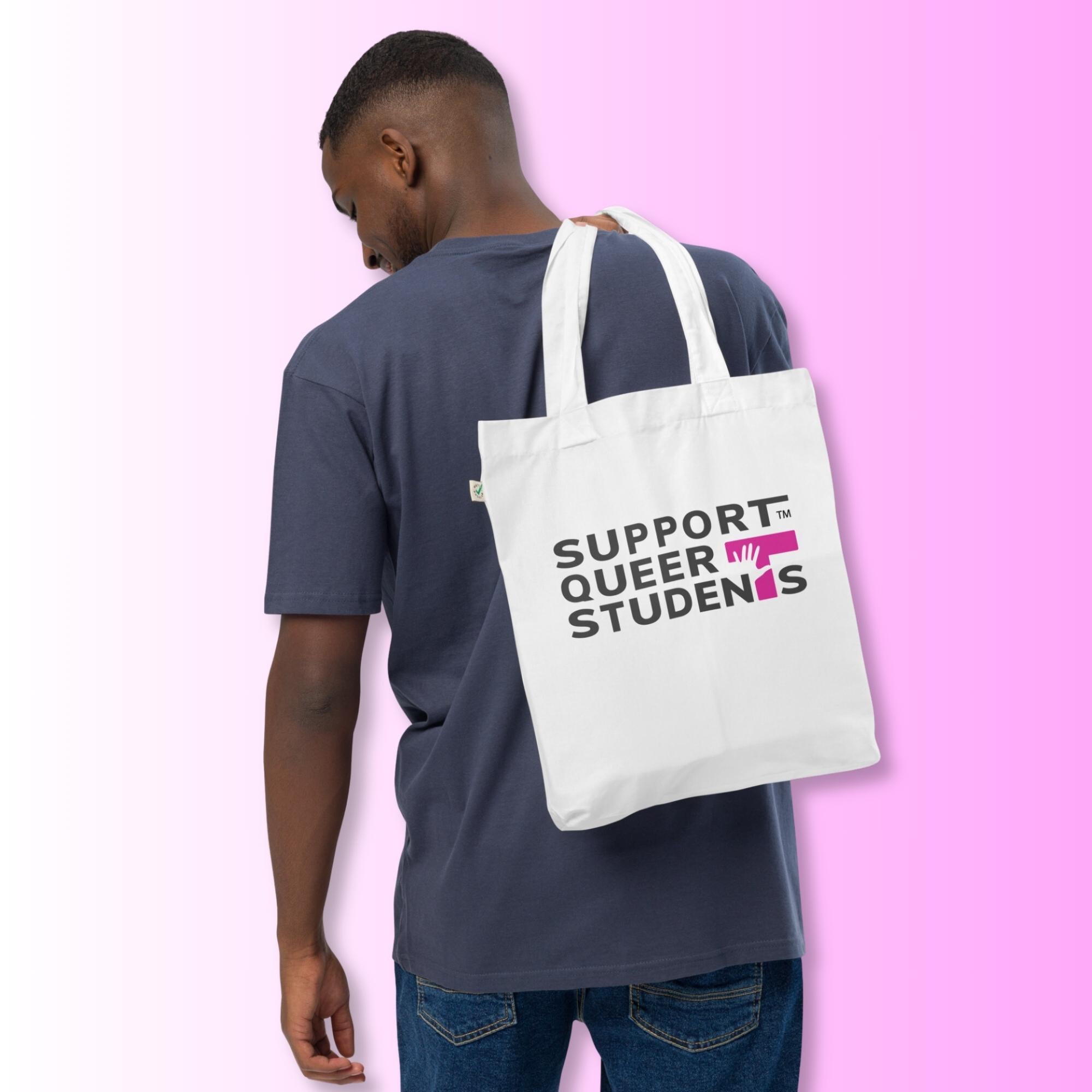 Support Queer Students Lightweight Organic Tote – Pink 'T'