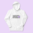 Unisex SQS Hoodie in Signature White - Purple 'T'