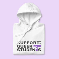 Unisex SQS Hoodie in Signature White - Purple 'T'