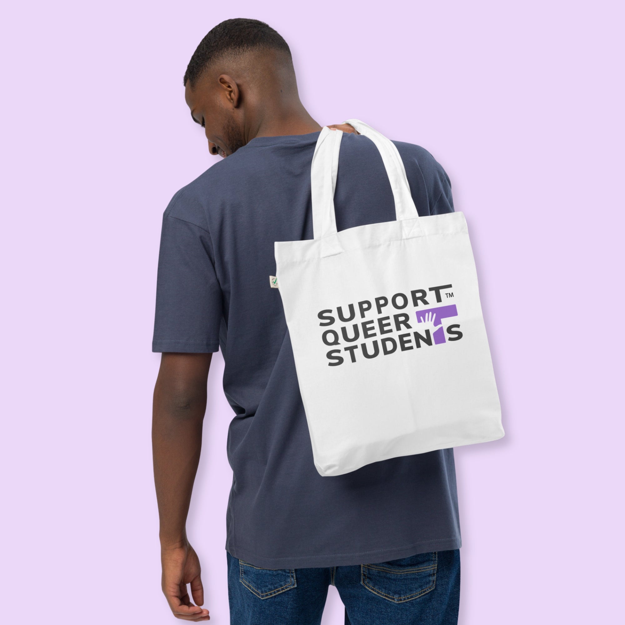 Support Queer Students Lightweight Organic Tote – Purple 'T'