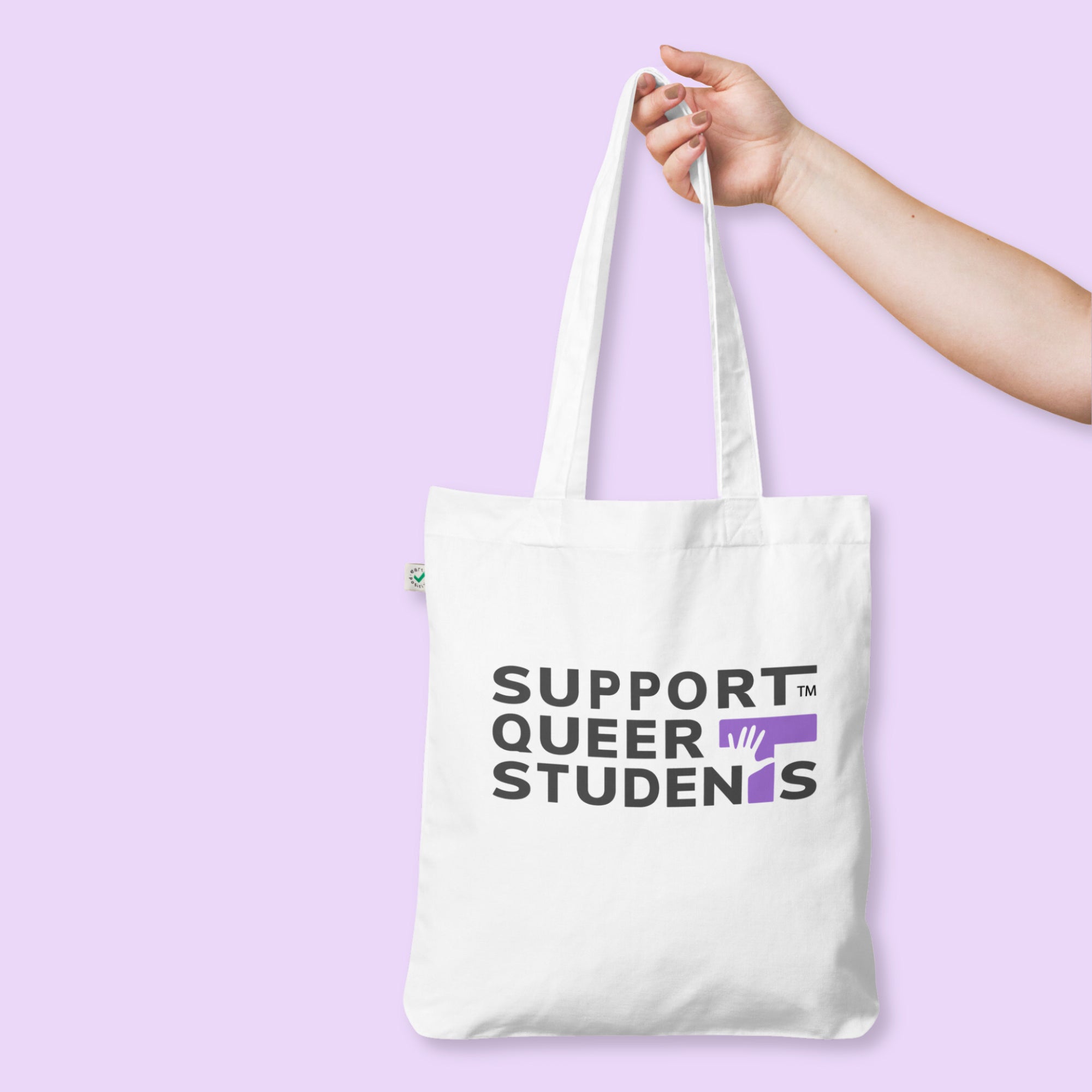 Support Queer Students Lightweight Organic Tote – Purple 'T'