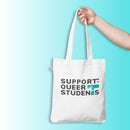 Support Queer Students Lightweight Organic Tote – Vivid Teal 'T'