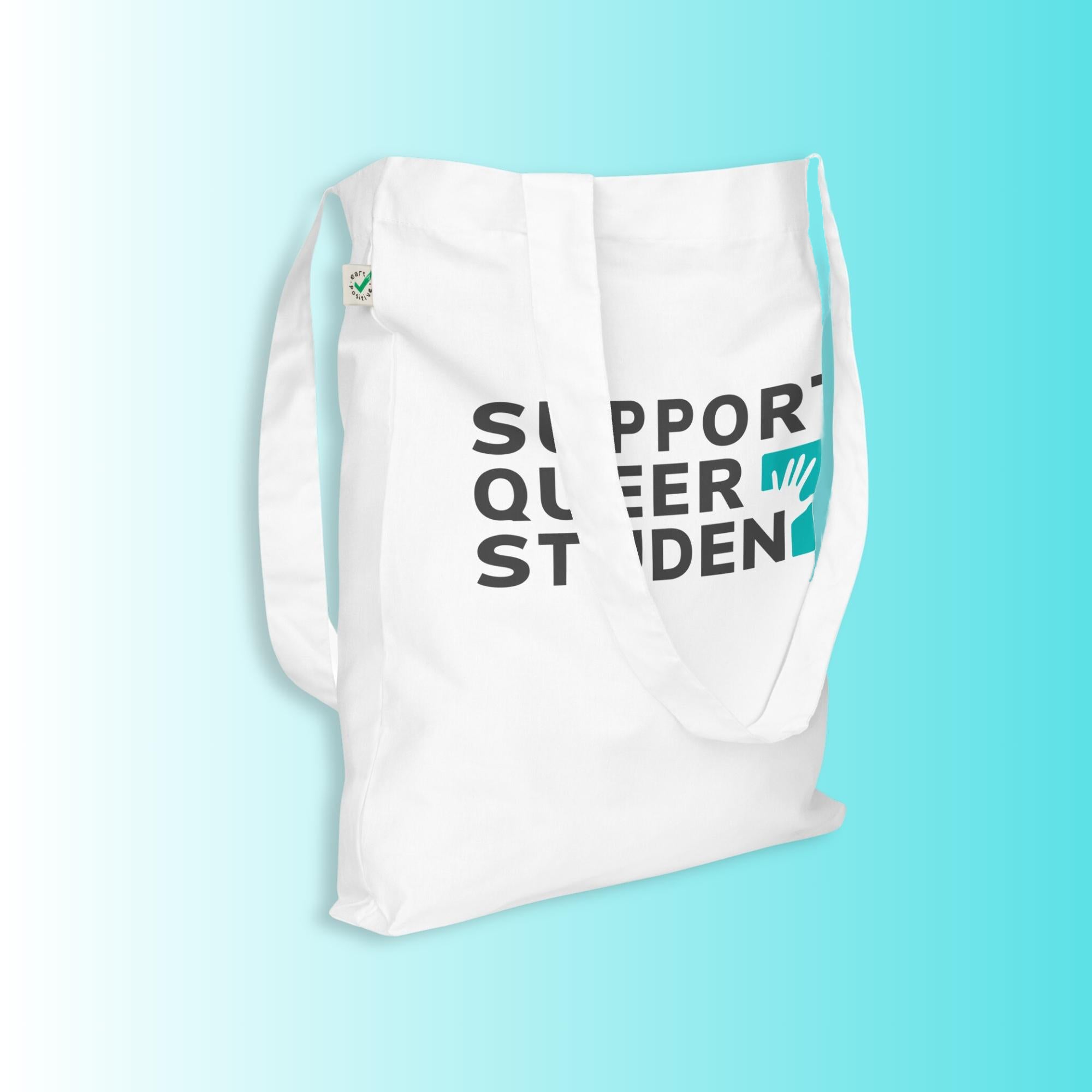 Support Queer Students Lightweight Organic Tote – Vivid Teal 'T'