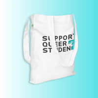 Support Queer Students Lightweight Organic Tote – Vivid Teal 'T'