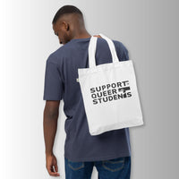 Support Queer Students Lightweight Organic Tote – Black Logo