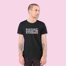 Unisex SQS Tee in Signature Black - Bubblegum 'T'