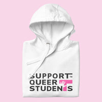 Unisex SQS Hoodie in Signature White - Bubblegum 'T'